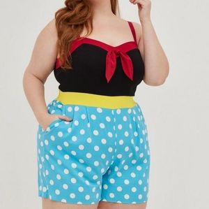 Torrid Minne Dot Tie Front Romper, Size 5X